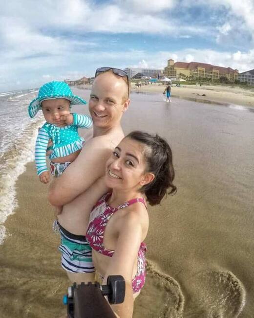 The three of us on the beach in South Padre, Texas