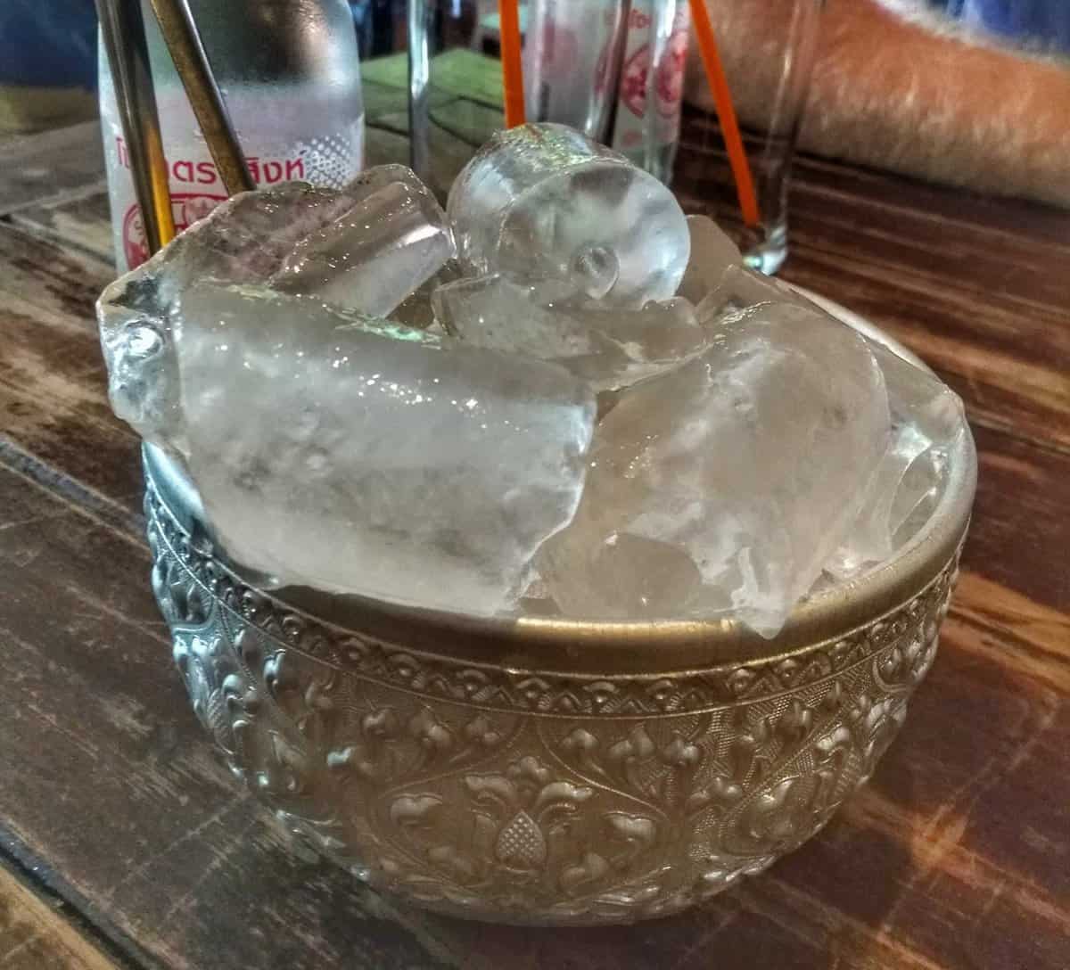 ice served in Thai design bowl - things you should know when traveling to Chiang Mai, Thailand