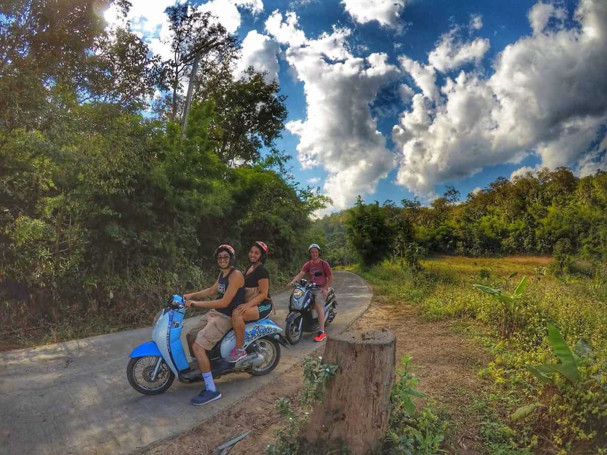 riding a motorbike around Pai, Thailand