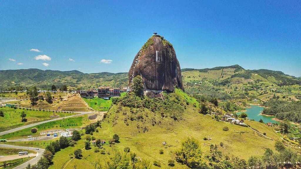 Steep steps rising up Piedra el Penol, Colombia. Stock Photo