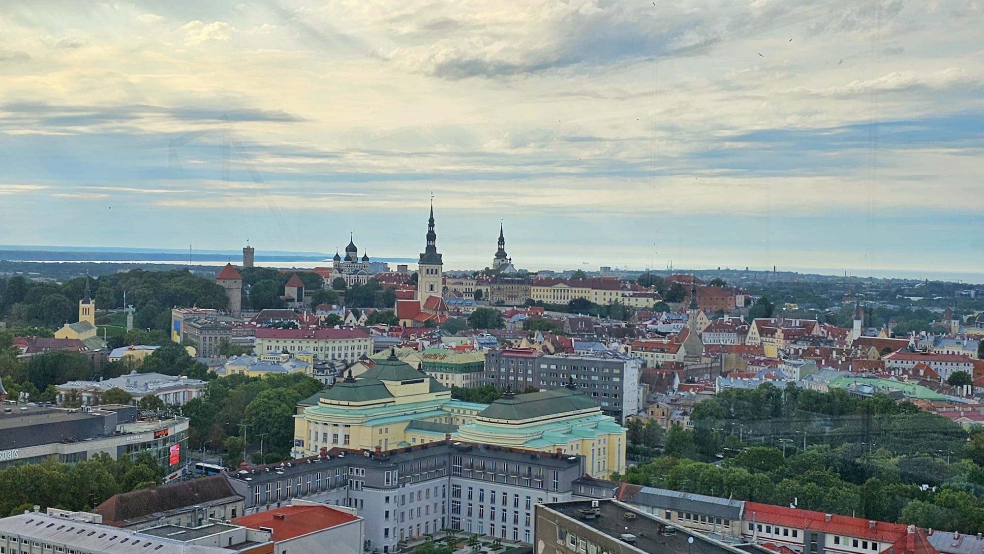Aerial view of Tallinn, Estonia, showcasing its historic architecture and cityscape.