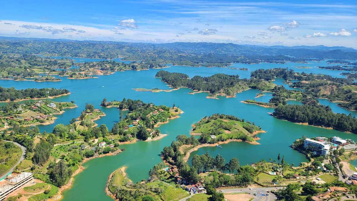 Guatape reservoir view from La Piedra Rock