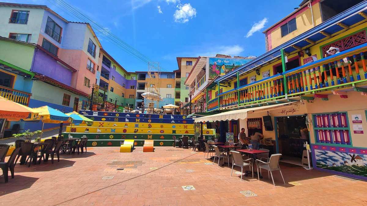 Guatape town colorful stairs